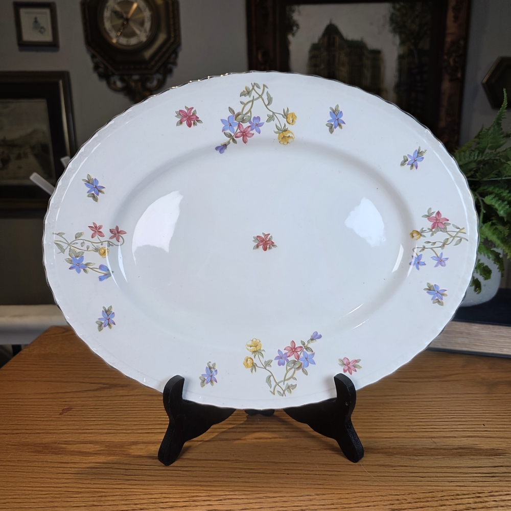 Vintage Myott Son & Co Staffordshire England 12.5" Floral Serving Platter